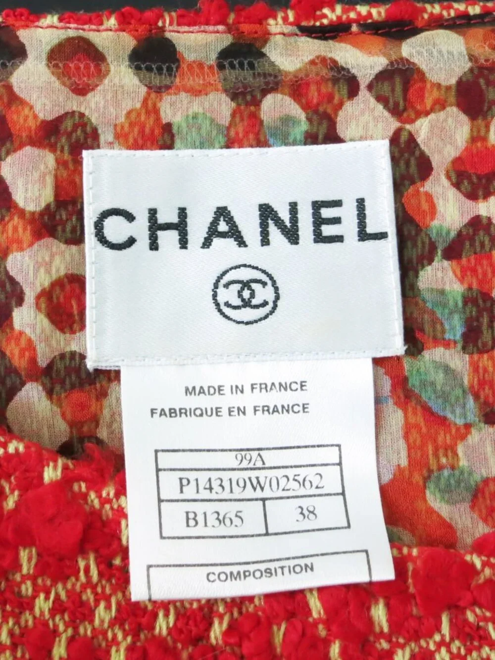CHANEL 1999 Pre Fall 99A Red Yellow Mottled Boucle Tweed Tank Jacket Twin Set 38